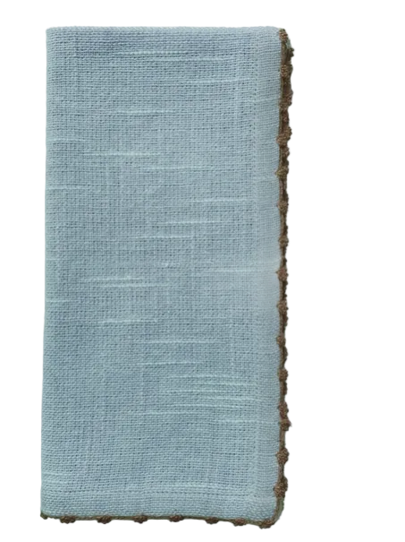 Blue Knotted Edge Linen Napkin Set (2)