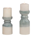 Set of 2 - Stoneware Blue Ombre Candle Holders